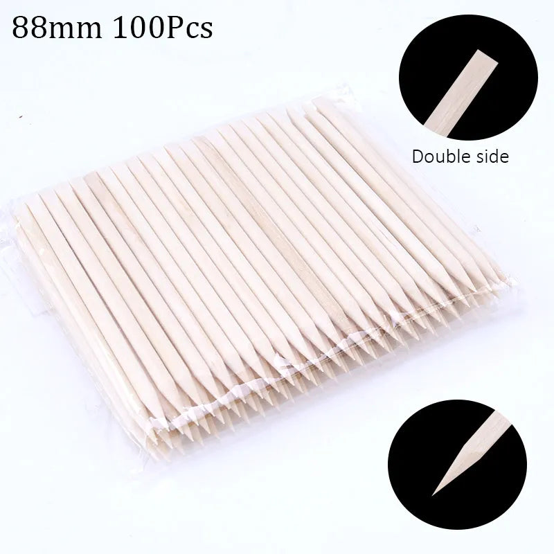 Nail Art Pusher Orange Wood Sticks