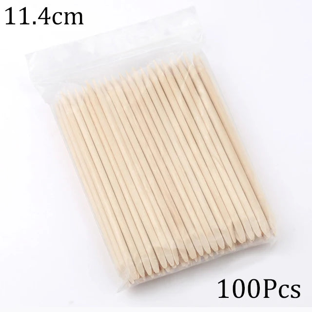 Nail Art Pusher Orange Wood Sticks
