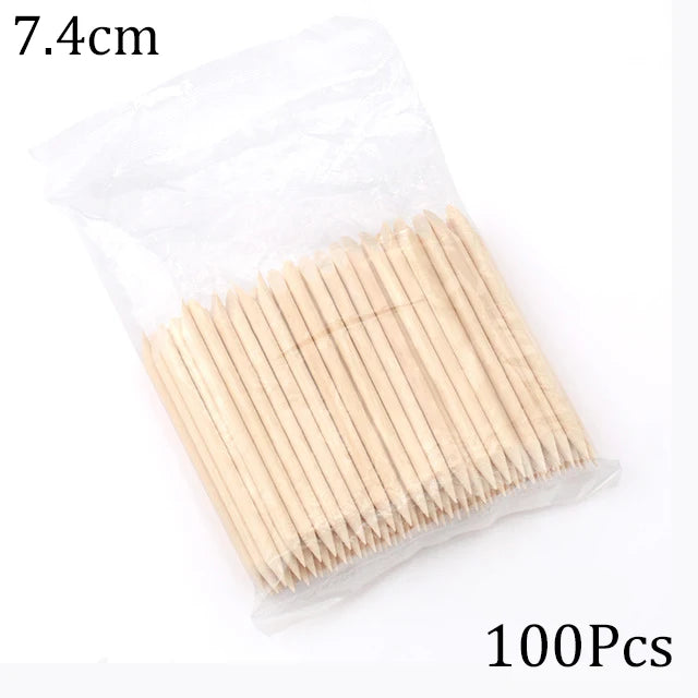 Nail Art Pusher Orange Wood Sticks