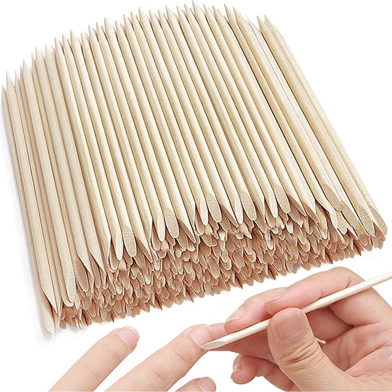 Nail Art Pusher Orange Wood Sticks