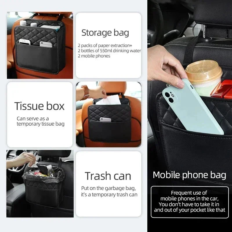 Multifunctional leather car storage